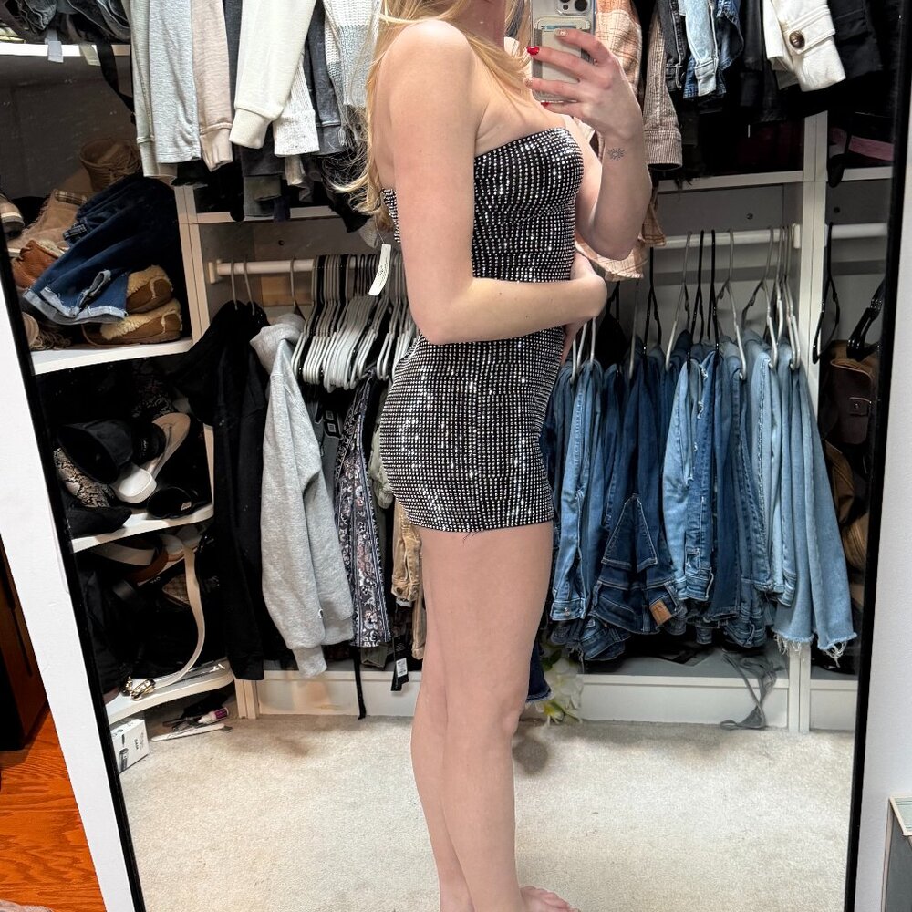 Windsor Strapless Sequined Romper Silver NWT NWT - image 2